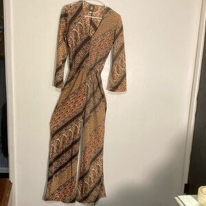 1970’s polyester zip front jump suit Anne Klein for Lily of France size Small